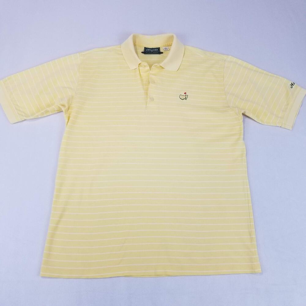 Masters Collection Polo Shirt Mens Medium Augusta National Yellow White Striped - Picture 2 of 10